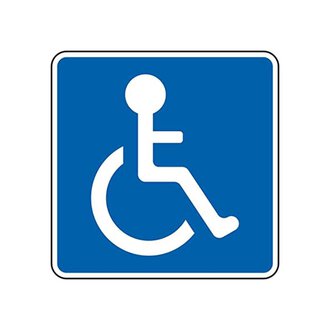 Ein Symbol für Barrierefreiheit. Es zeigt eine sitzende Person im Rollstuhl auf einem blauen Hintergrund. | © Parkplatz für mobilitätseingeschränkte Personen