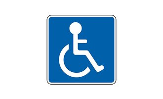 A sign with the symbol for accessibility. It depicts a person in a wheelchair on a blue background. | © Parkplatz für mobilitätseingeschränkte Personen