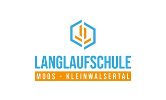 A logo of the cross-country ski school Moos - Kleinwalsertal. It is in blue and orange with a stylized tree design. | © Langlaufschule Moos - Kleinwalsertal Logo