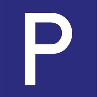 A simple, modern logo with a large, white "P" on a dark blue background. The focus is on the clear and striking typography. | © Parkplatz