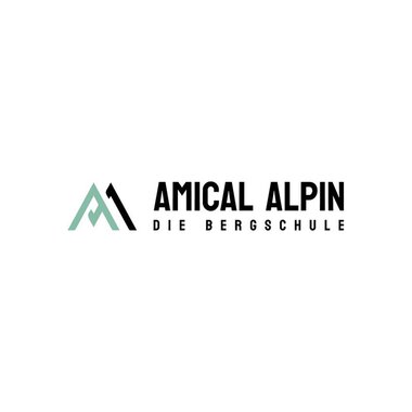 Amical Alpin mountain school logo with mountain symbol and company name in black. | © Amical Alpin